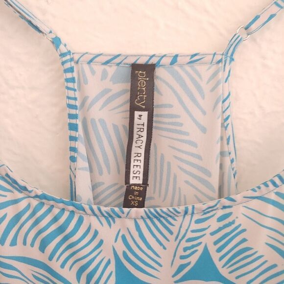Plenty Tracy Reese Flounce Hem Tank Top XS Blue Floral Sleeveless - Picture 4 of 5